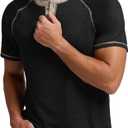 Sailwind Mens Henley Long/Short Sleeve T-Shirt Cotton Casual Shirt (Black, XXL)