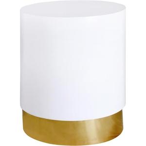 Meridian Furniture Deco Collection Modern | Contemporary White Lacquer Top End Table with Sturdy Gold Metal Base, 16.5" W x 16.5" D x 20" H