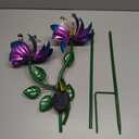 Solar Wind Spinner Outdoor Metal Garden Decor  2-in-1 Kinetic Double Lotus Flower Stake with Glowing Fiber Optic Lights, Multi-Color Spinning Yard Art Sculpture for Patio, Lawn, and Pathway
