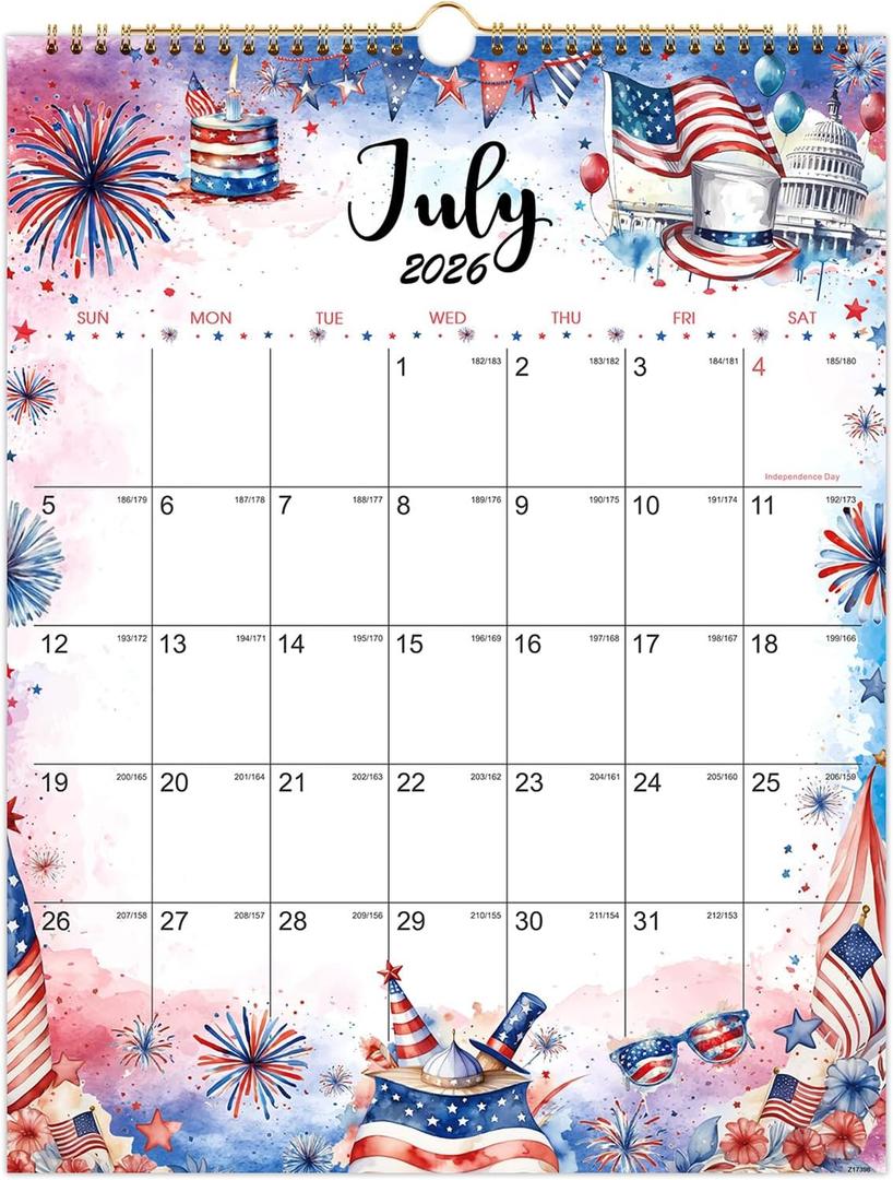 2026-2027 Wall Calendar - 11.4" x 14.6", 2026-2027 Wall Calendar 18 Months from JUL.2026 - DEC. 2027, Twin-Wire Binding, Blank Block, Julian Dates, Hanging Loop, Holiday Reminder, Thick Paper