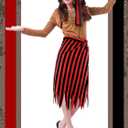 Fourluoo 5 Pcs Pirate Costume Accessories Set Women Pirate Skirt Head Scarf Hat Eye Patch Skull Jewelry for Cosplay Outfit(Red and Black Stripes,L)