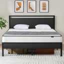 Z-hom Full Bed Frame with Wooden Headboard & Footboard,Metal Platform Bed | Heavy Duty Metal Slat Support,No Box Spring Required,Quiet Non-Slip Construction with Underbed Storage Space,Black