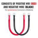 ECO-WORTHY 2AWG Battery Cable with 5/16'' Lug Terminals 12inch Cables Set Tinned Copper Battery Inverter Cable for Car, Truck, RV, Solar