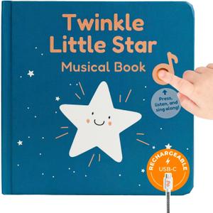 Cali's Books Twinkle Twinkle Little Star  USB-C Rechargeable Musical Book for 1-Year-Old | Sound Book for Toddlers 1-3 with Bedtime Lullabies  Nursery Rhymes Musical Book