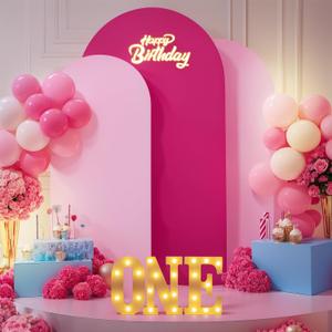Pink Arch Backdrop Cover Set of 3 Wedding Arch Covers Stretchy Backdrop Baby Shower Birthday Party Hot Pink Arch Cover 6FT 6.6FT 7.2FT Arch Backdrop Stand Cover Spandex Bridal Shower Decoration