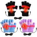 3 Pairs USB Heated Gloves for Women Fingerless Warm Laptop Gloves for Hand Warmers Mittens Computer Electric Gaming