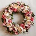 Peony Wreath 23'' Spring Wreaths for Front Door, Artificial Large Floral Wreath for Front Door Wall Decor, Valentines Day Home Wedding Housewarming Gift EZsenses (Light Pink)