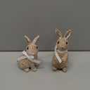 Rattan Effect Resin Bunny Easter Decor,Table Rabbit Easter Decorations,Spring Bunnies Decoration Statue Figurine for Home Farmhouse (Brown, Small-Pair)