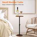 Drink Table, Small Round Side Table - 360° Swivel Height Adjustable for Small Spaces, Pedestal Martini Table for Sofa Couch, Living Room, Bedroom, Vintage