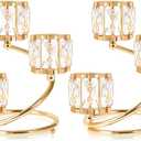 Metal 3 Arm Crystal Candle Holder - Tea Light Centerpiece Candle Holder, Votive Holder with Sparkling Crystal Bowl, Suitable for Wedding, Table Centerpiece, Home Decor (2, 3 arm-Gold)