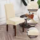 Genina Waterproof Dining Room Chair Covers Stretch Parsons Chair Slipcovers for Dining Room Kitchen Chair Protector Cover, Removable, Washable (6, Flower Pattern-Beige)