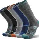 ANTSANG Merino Wool Socks for Men & Women Thermal Winter Hiking Warm Thick Athletic Crew Cozy Boot Work Gift Socks Stocking Stuffers 5 Pairs (Orange/Green/Blue/Black/Dark Grey A,M)