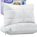 Nuzzle Pillows Standard Size Set of 2 Cooling Adjustable Pillows for Side Sleepers, Luxury Hotel Collection Bed Pillows  Best Adjust Height Soft Firm Pillows for Back, Stomach and Side Sleepers (White)