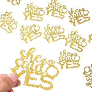 Sumind 100 Pieces Gold She Said Yes Glitter Confetti with Diamond Ring Table Confetti Wedding Engagement Party Table Scatter for Proposal Bachelorette Bridal Shower Party Decorations