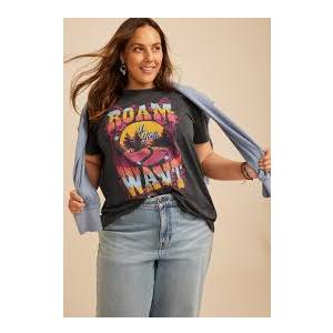 Maurices Women's/Men's "Roam If You Want To" Graphic T-Shirt – Vintage Retro Sunset Mountain Outdoor Adventure Crewneck Tee (Dark Charcoal), Size 2XL