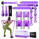 Pilates Bar Kit with Resistance Bands, Pilates Workout Equipment for Legs, Hip, Waist, Arm, Squats Exercise Equipment for Home Workouts, Adjustable 3-Section Pilates Bar Kit for Women & Men