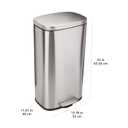 Amazon Basics MEDIUM Trash Can, 7.9 Gallon (30L), Smudge Resistant Rectangular Bin with Soft-Close Lid, Step Foot Pedal, Removable Inner Bucket, Brushed Stainless Steel, Satin Nickel Finish