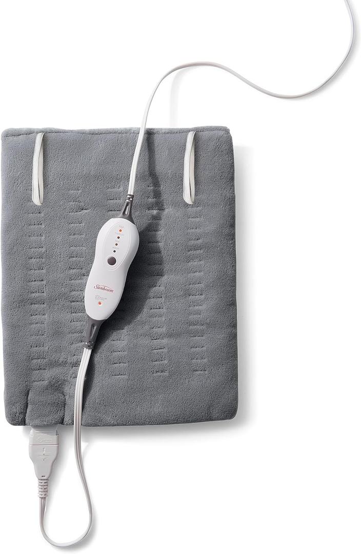 Sunbeam Premium Sunbeam Heating Pad with Compact Storage, Standard Size, Gray (12 x 15 Inch, Grey)