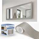 TIANLDD 27 FT Wood Grain Wallpaper Border, Removable Waterproof Mirror Border Peel and Stick,Bathroom Mirror Frame Border.(Grey) (3.15 inch x 27 ft, Gray)