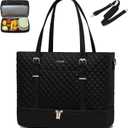 LOVEVOOK Lunch Tote Bag for Women, 15.6 Inch Laptop Work Bag With Lunch Compartment & Large Cup Holder, Lightweight Work Briefcase for Travel, Bussiness, Teacher (Black)