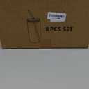 NETANY [ 8pcs Set ] Drinking Glasses with Bamboo Lids and Glass Straw - 16oz Glass Cups, Beer Glasses, Iced Coffee Glasses, Cute Tea Cup, Ideal for Cocktail, Whiskey, Gift - 2 Cleaning Brushes