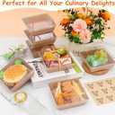 60 Pack Mini Charcuterie Boxes with Clear Lids Paper Dessert Boxes To Go with Forks, Stickers & Ribbon, Disposable Treat Boxes for Cookies, Cake Slices, Sandwiches & Strawberries