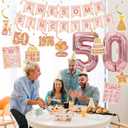 50th Birthday Decorations Women Balloons - 14 Pcs Rose Gold Birthday Number Foil Balloon Banner Hanging Swirls Vintage Poster For 50 Year Old Party Supplies