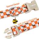 2 x Faygarsle Halloween Dog Collar with Charm, Orange and White Checkered with Bats Pattern,for Small Medium Large Dogs L
