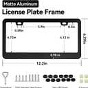 Ohuhu License Plate Frame with Screw Caps: 2Pcs Licenses Plates Frames Car Licenses Plate Covers Holders for US Vehicles (Black - 2 Holes)