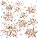 Boao Champagne 45 Pcs Acrylic Crystal Snowflakes Ornaments, Clear Hanging Snowflake Decorations for Christmas Xmas Tree Festival Winter Wonderland Party Wedding Decor, 3 Styles