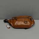 Leather Fanny Pack Mens Genuine Leather Waist Bag Sport Travel Hiking (brown)