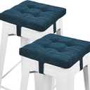 baibu 12 Inches Memory Foam Square Seat Cushion Set of 2, Dual-Layer Design Bar Stool Square Seat Cushion with Ties - 2 Pads Only, Dark Blue (12'' (30CM))