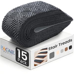 BAGAIL 15 Pack Non-Slip Stair Treads for Wooden Steps, 8"x30" Peel and Stick Carpet Stair Runners, Machine Washable Indoor Step Covers with No-Residue Adhesive for Dogs, Kids & Elderly - Dark Gray