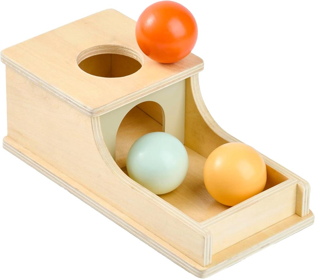 Montessori Mama Object Permanence Box Montessori Toys for Babies 6-12 Months, Developmental Ball Drop Montessori Wooden Toys, Infant Toddler Montessori Toy for 1 Year Old