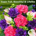 Dolicer Artificial Cemetery Flowers for Grave, Set of 2 Memorial Grave Flowers for Cemetery with Vase Realistic Silk Gravesites UV Resistant Peony Flowers Decorations (Red with Purple)