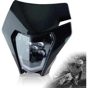 Dirt Bike Headlight Dirtbike LED Headlights Kit Motorcycle Head Lamp Light Kit Universal for Most Dirt Pit Enduro Bike Motorcycle Headlamp Frontlight for ATV (Black)