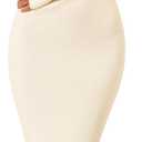 MEROKEETY Women's Fall Off Shoulder Bodycon Sweater Dress Formal Long Sleeve Elegant Club Party Midi Maxi Dresses (Beige) XL 