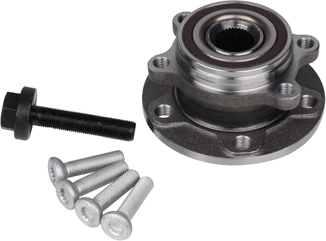 KUSATEC 513253 Front/Rear Wheel Bearing and Hub Assembly Compatible with Audi A3 Q3 TT Quattro, VW Jetta Passat Golf GTI Beetle Tiguan CC Eos Rabbit, 5-Lug Bolts w/ABS