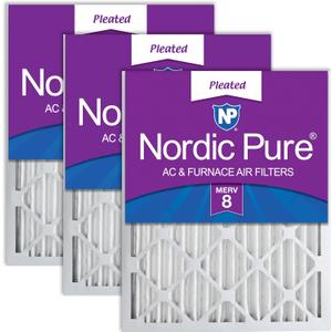 Nordic Pure 12x25x2 Pleated MERV 8 Air Filters 3 Pack