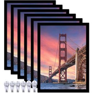 6 Sets 8x11 Picture Frame, Frames for 8 x 11 Canvas Collage Photo Poster Certificate Wall Gallery, High Transparent Horizontal Vertical Black 8 by 11 Inches