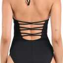 La Blanca Women's One Piece Swimsuit Scoop Front Tummy Control Island Goddess Bathing Suit (Black, L)