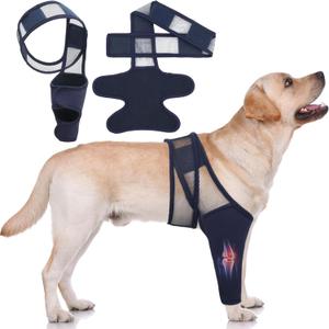 Dog Knee Brace, Breathable Dogs Leg Sleeve to Stop Licking, Adjustable Elbow Pads for Dogs Front Back Leg, Dog Elbow Protector for Post-Surgery Recovery Elbow Injuries, Medium, Navy