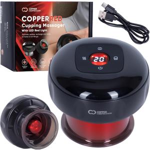 CopperRed by Copper Compression Cupping Massager. Red Light Therapy + Heat + Suction for Muscle Comfort, Joint Support, Circulation, Wellness, Pain & Relief. Multifunction, Adjustable & Rechargeable