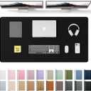 YSAGi Leather Desk Protector, Office Mat, Large Mouse Mat, Non-Slip PU Leather Blotter, Laptop Desk Pad, Waterproof Writing Pad for Office and Home (Black, 47.2" x 23.6")