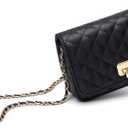 Women Black Quilted Purse Lattice Clutch Small Crossbody Shoulder Bag with Chain Strap Leather