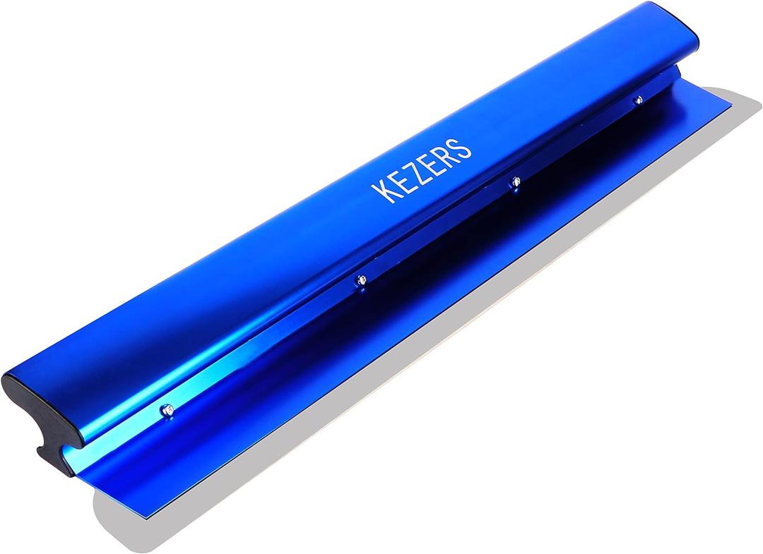 KEZERS Drywall Skimming Blade, 0.3mm Stainless Steel Blade, Smoothing & Knockdown Drywall Trowel, Extruded Aluminum, Durable Wall-Board, High-Impact End Caps (22inch / 55cm)
