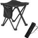 TRIPLE TREE 1 Pack Camping Stool, 13.8 Inch Portable Folding Stool for Outdoor Walking Hiking Fishing 400 LBS Capacity with Carry Bag, Black
