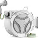100ft Retractable Garden Hose Reel 1/2" with 10-Function Nozzle | Heavy Duty Water Hose, Slow Rewind & Any-Length Lock, 180° Swivel Wall Mount for Yard, Car Wash & Pet Shower, White