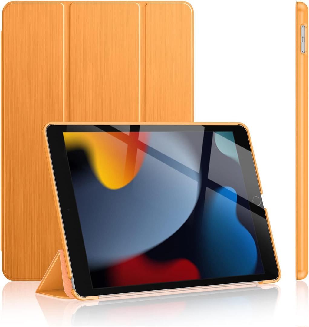 Soke Case for iPad 9th/8th/7th Generation 2021/2020/2019, [Slim Trifold Stand + Auto Wake/Sleep], Premium Protective Hard PC Back Cover for Apple iPad 10.2 Inch (Citrus)
