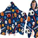 Balls Hooded Beach Towel For Kids, Cartoon Hooded Towels For Toddlers 30" x 50", Kids Beach Towels For Pool, Travel, Swim, Colorful Wearable Bath Towel For Toddlers, Girls Bath Towel with Hood